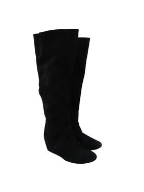 Colin Stuart Shoes Womens 6.5 Boots Tall Wedge Fashion Leather Pull On Black